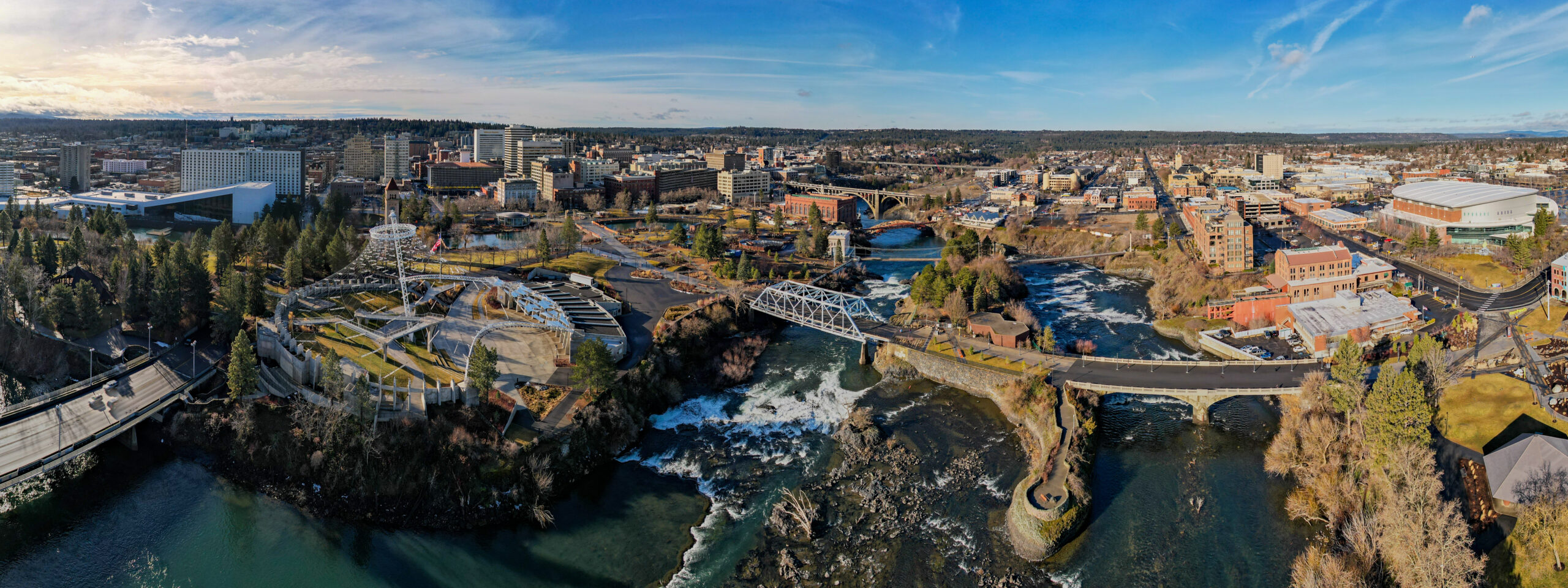 Spokane, WA Skyline Panorama of Downtown and Riverfront Park