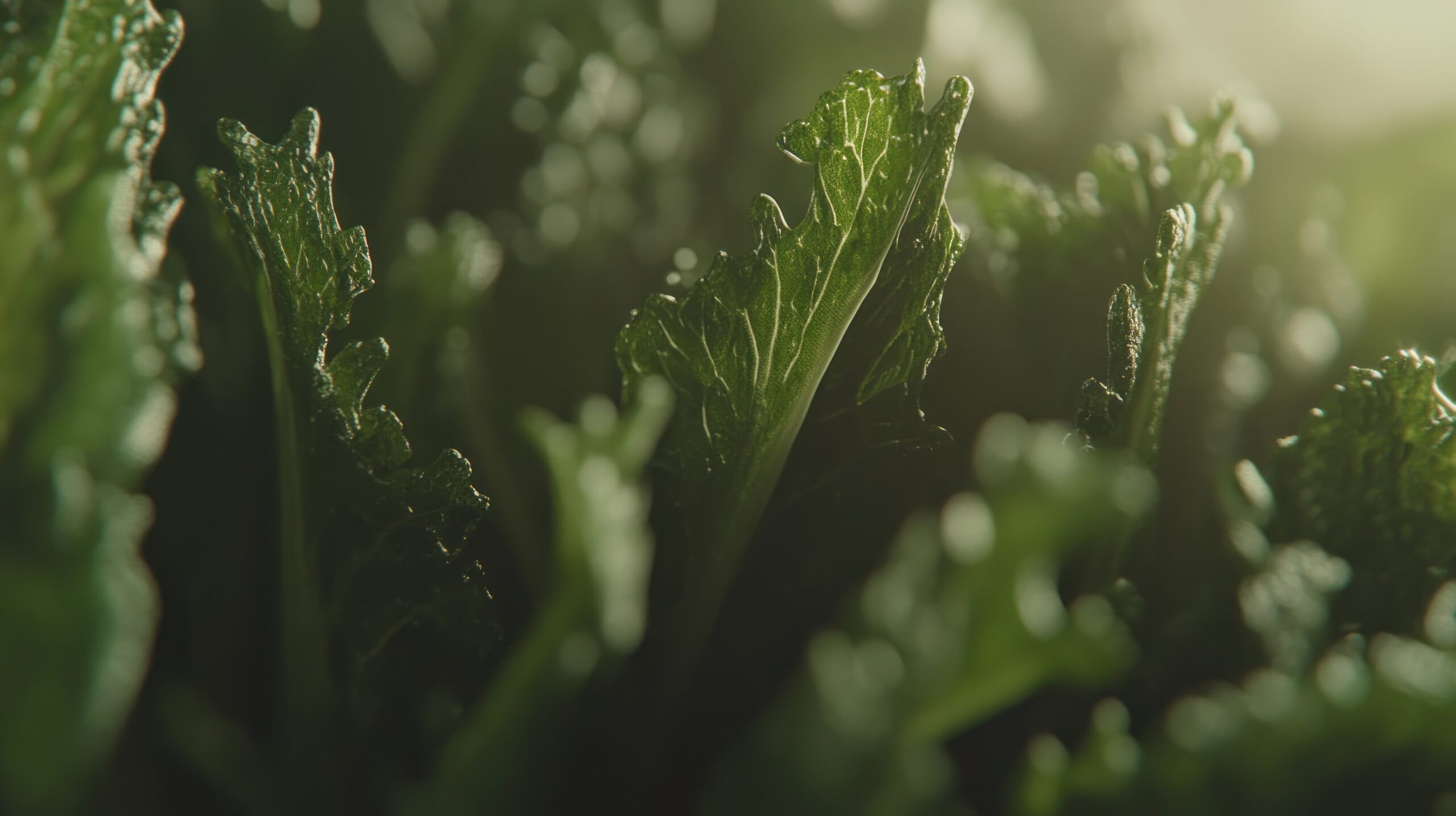 Fresh Green Leafy Vegetables in Natural Light CloseUp Photography for Health and Wellness Con